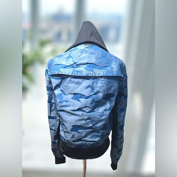 🔥 Blanc Noir Skyfall Camo Print Aviator Jacket Camo Hooded Size S - Picture 3 of 16